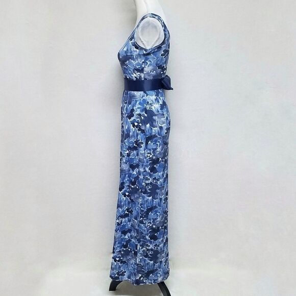 VINTAGE Twisted Paris Blue Floral Sash Maxi Dress - Picture 8 of 16
